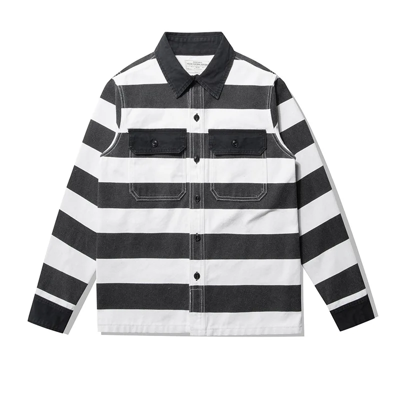 Outdoor Camping Tools - 16oz Heavyweight Men Striped Jacket Canvas