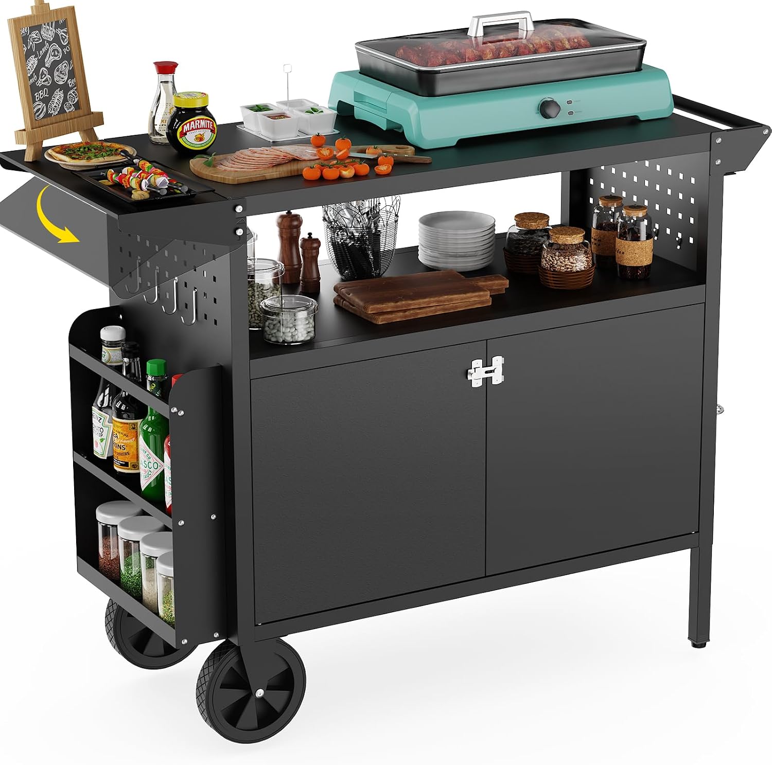 Outdoor Camping Bbq - Outdoor Grill Cart Table With Storage
