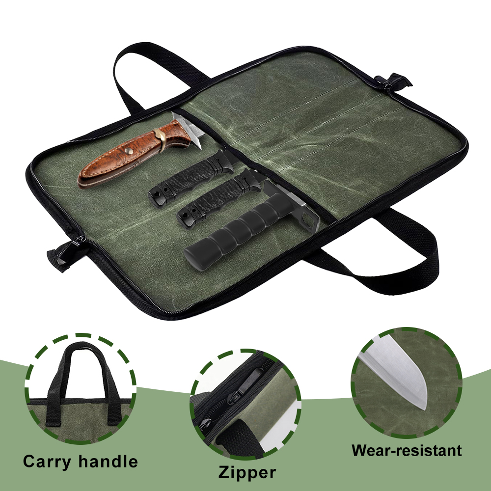 Waxed Canvas Knife Roll Bag Mu - đánh giá và giá Camping Knife Multi-Tool