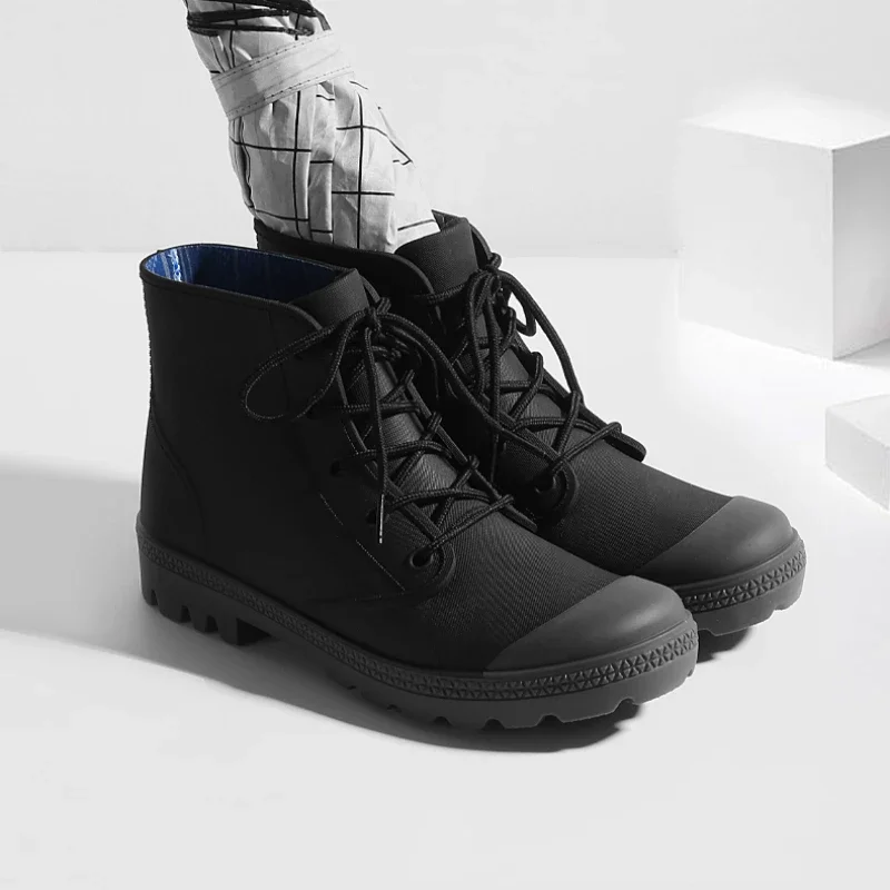 Winter Men Rain Boots Lace-up  - đánh giá và giá Outdoor Camping Winter